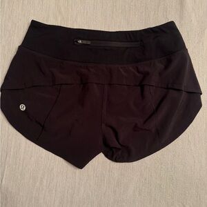 Lululemon Women's Black Athletic Running Shorts w/ Zip Pocket (no lining) size 0